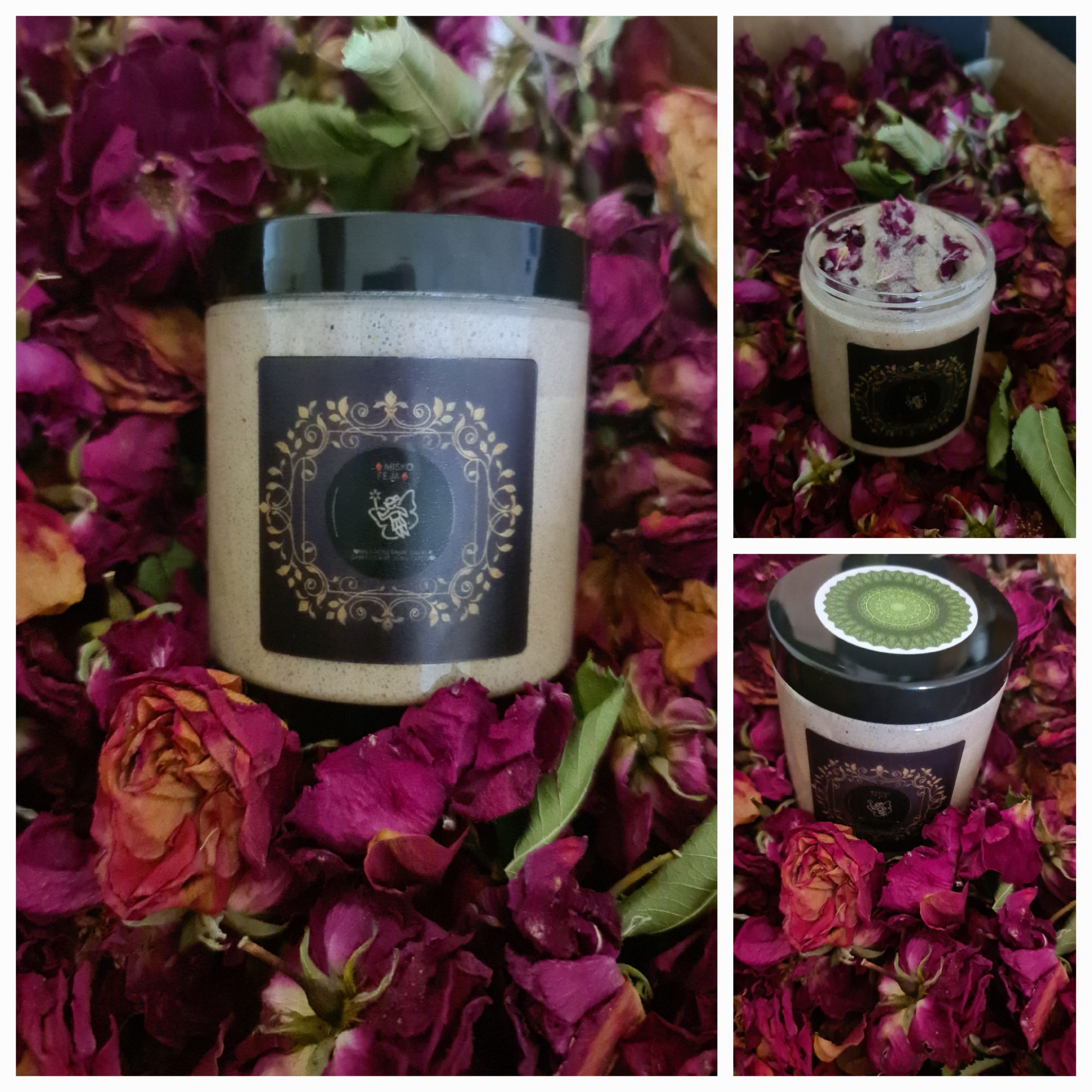 Natūralus kūno šveitiklis su pušų žiedadulkėmis švelniai odos priežiūrai